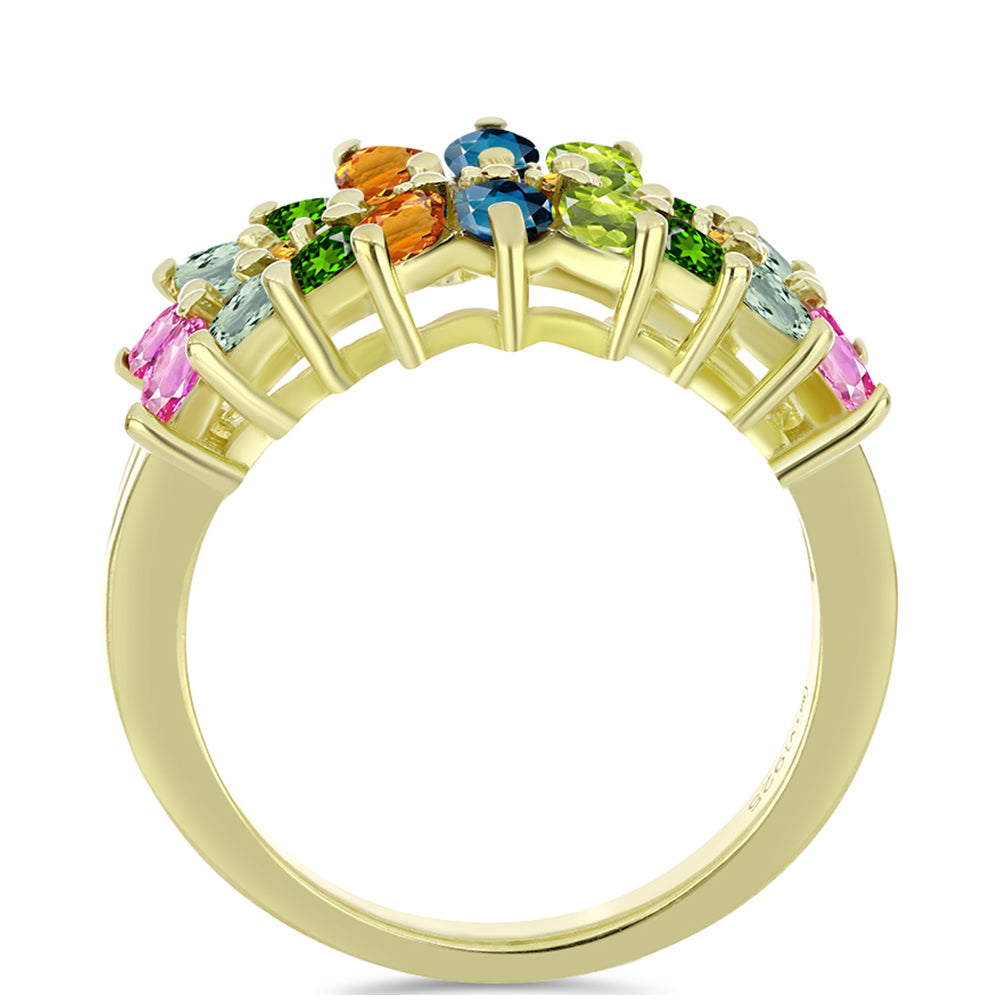 Anillo de Plata Bañada en Oro con Chakra Turmalina