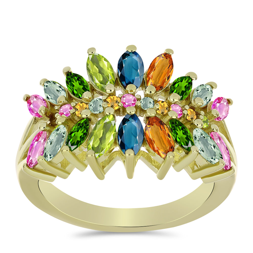 Anillo de Plata Bañada en Oro con Chakra Turmalina
