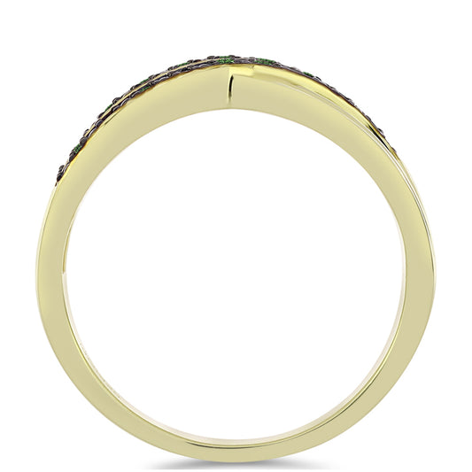 Anillo de Plata Bañada en Oro con Diamante Verde