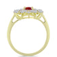Anillo de Plata Bañada en Oro con Majestuosa moisanita roja y Topacio Blanco