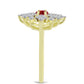 Anillo de Plata Bañada en Oro con Majestuosa moisanita roja y Topacio Blanco