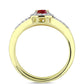 Anillo de Plata Bañada en Oro con Majestuosa moisanita roja y Topacio Blanco