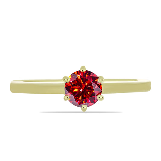 Anillo de Plata Bañada en Oro con Majestuosa moisanita roja