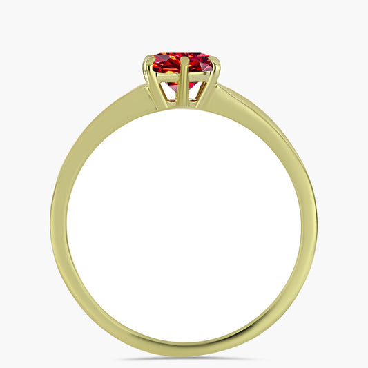 Anillo de Plata Bañada en Oro con Majestuosa moisanita roja
