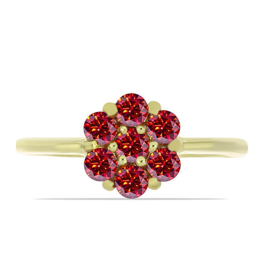 Anillo de Plata Bañada en Oro con Majestuosa moisanita roja
