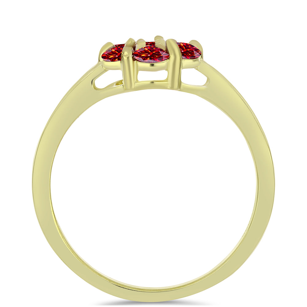 Anillo de Plata Bañada en Oro con Majestuosa moisanita roja 2 