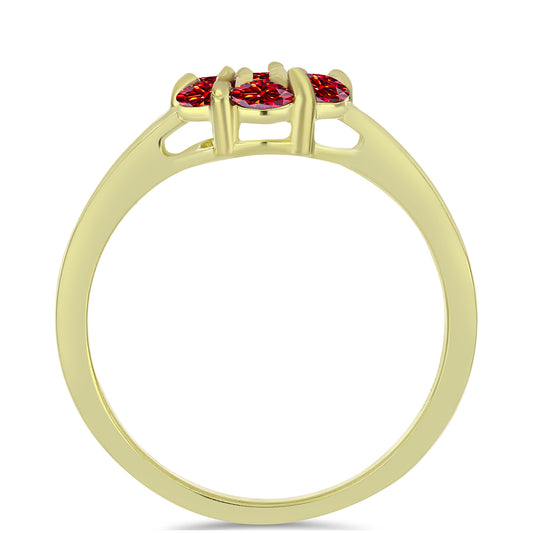 Anillo de Plata Bañada en Oro con Majestuosa moisanita roja