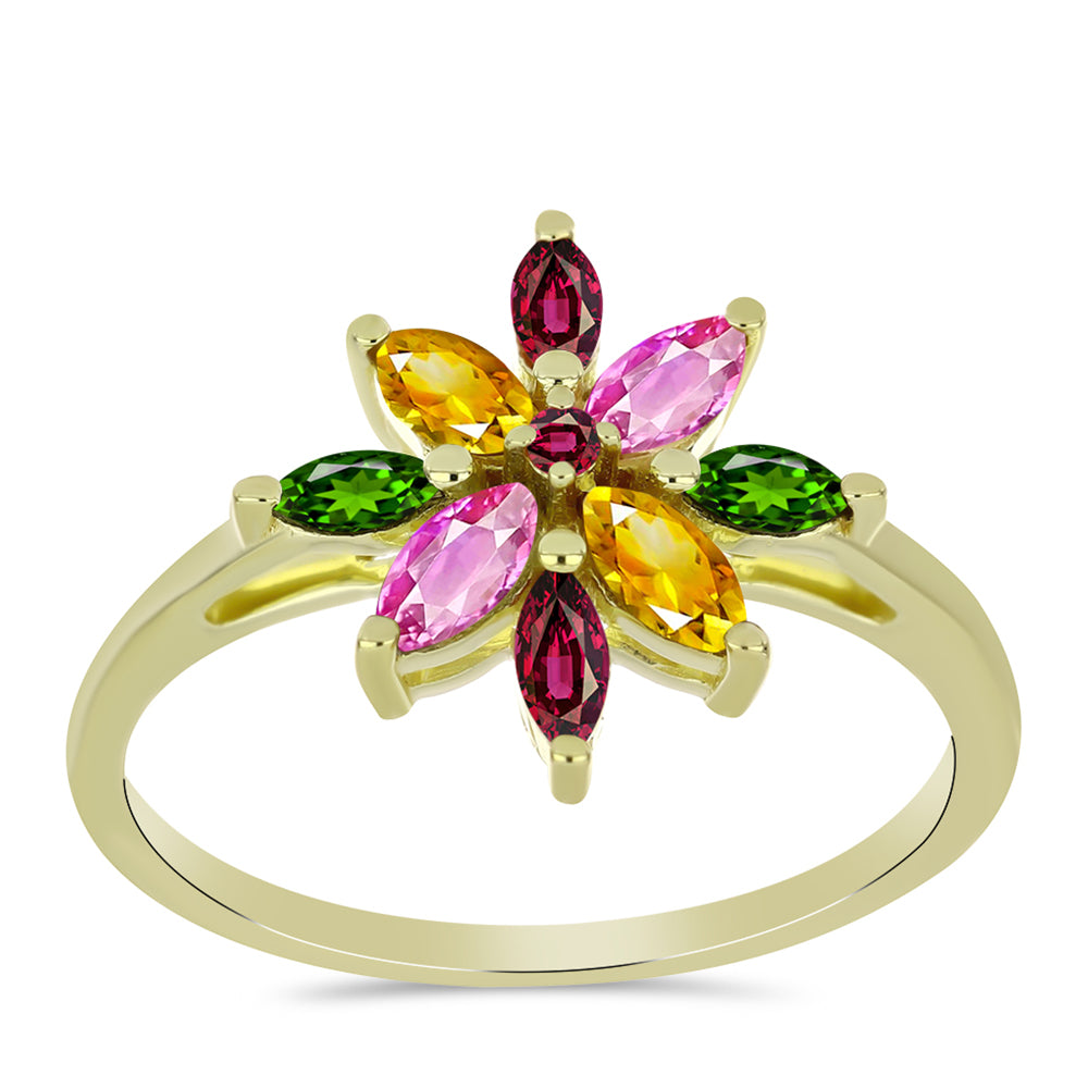 Anillo de Plata Bañada en Oro con Chakra Turmalina 3 