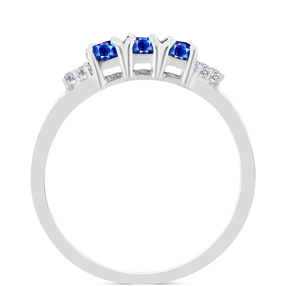 Anillo de Plata con Zafiro Azul Australiano y Topacio Blanco 2 