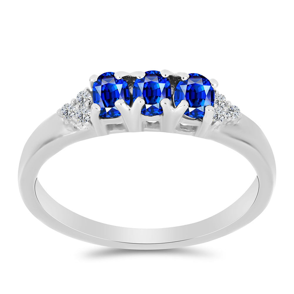 Anillo de Plata con Zafiro Azul Australiano y Topacio Blanco 3 