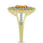Anillo de Plata Bañada en Oro con Chakra Turmalina y Topacio Blanco