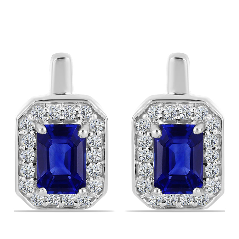 Pendientes de Plata con Zafiro Azul Australiano y Topacio Blanco