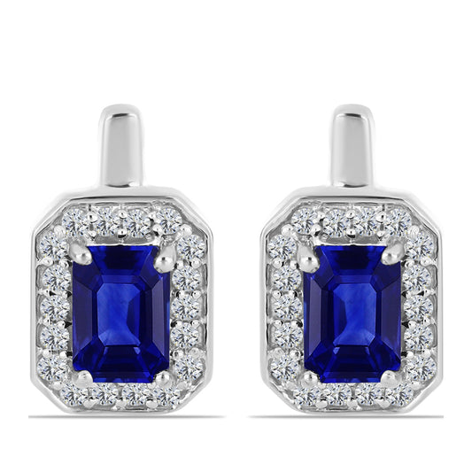Pendientes de Plata con Zafiro Azul Australiano y Topacio Blanco