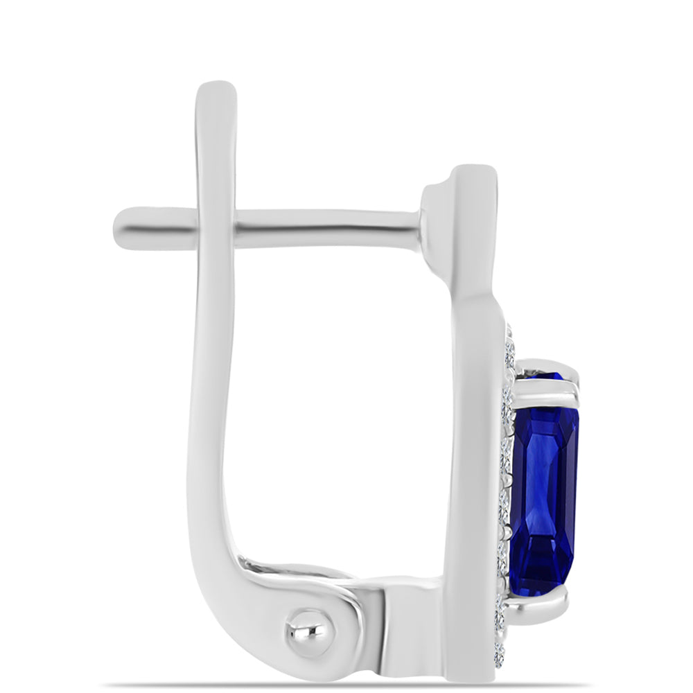 Pendientes de Plata con Zafiro Azul Australiano y Topacio Blanco 2 