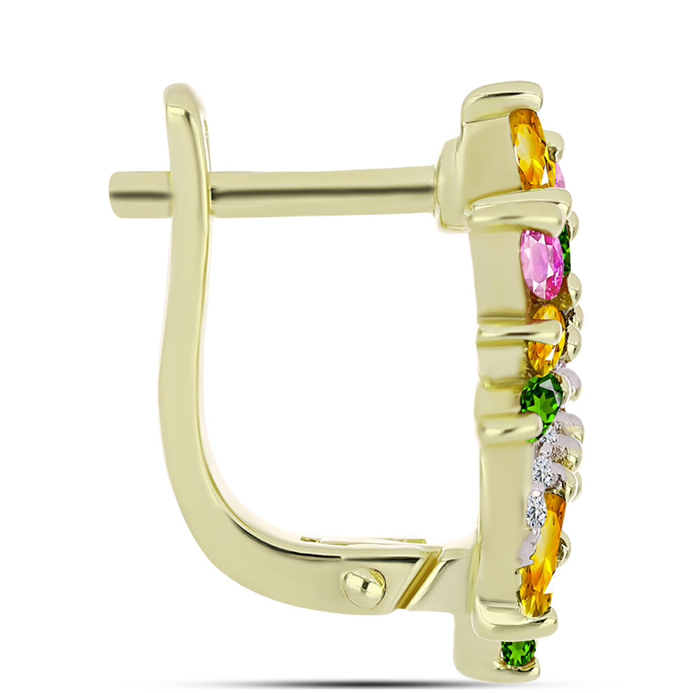 Pendientes de Plata Bañada en Oro con Chakra Turmalina y Topacio Blanco 2 