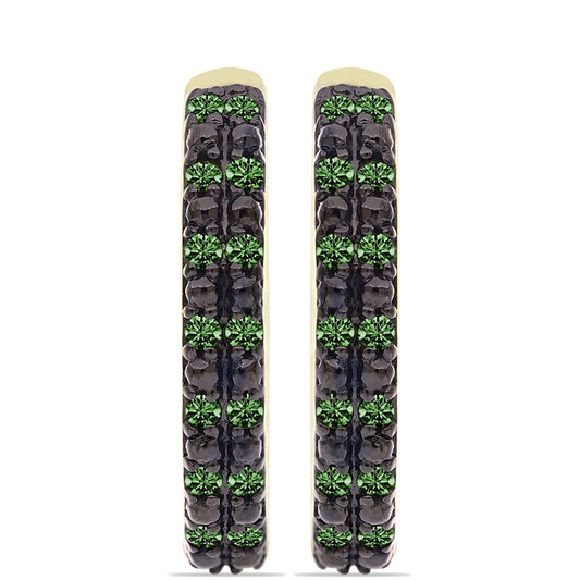 Pendientes de Plata Bañada en Oro con Diamante Verde