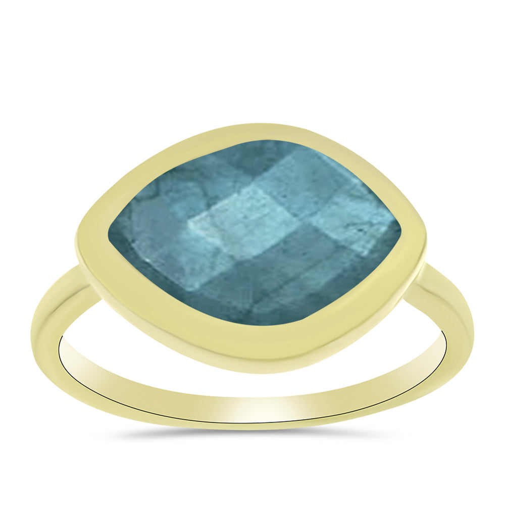 Anillo de Plata Bañada en Oro con Labradorita 3 