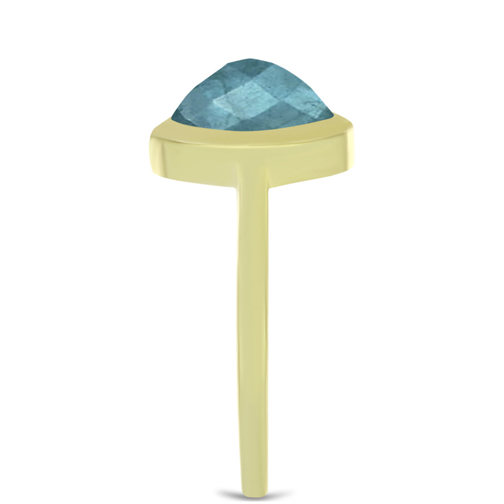 Anillo de Plata Bañada en Oro con Labradorita 4 
