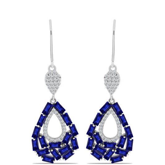 Pendientes de Plata con Zafiro Azul Australiano y Topacio Blanco
