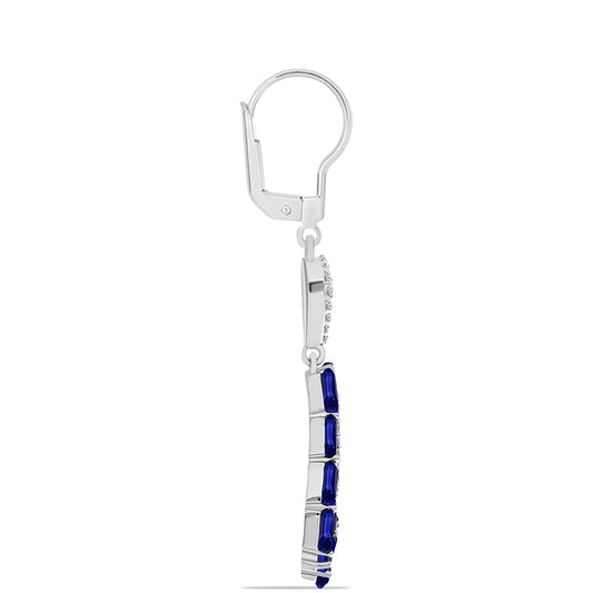 Pendientes de Plata con Zafiro Azul Australiano y Topacio Blanco