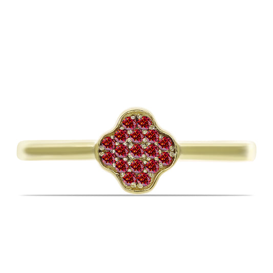 Anillo de Plata Bañada en Oro con Majestuosa moisanita roja