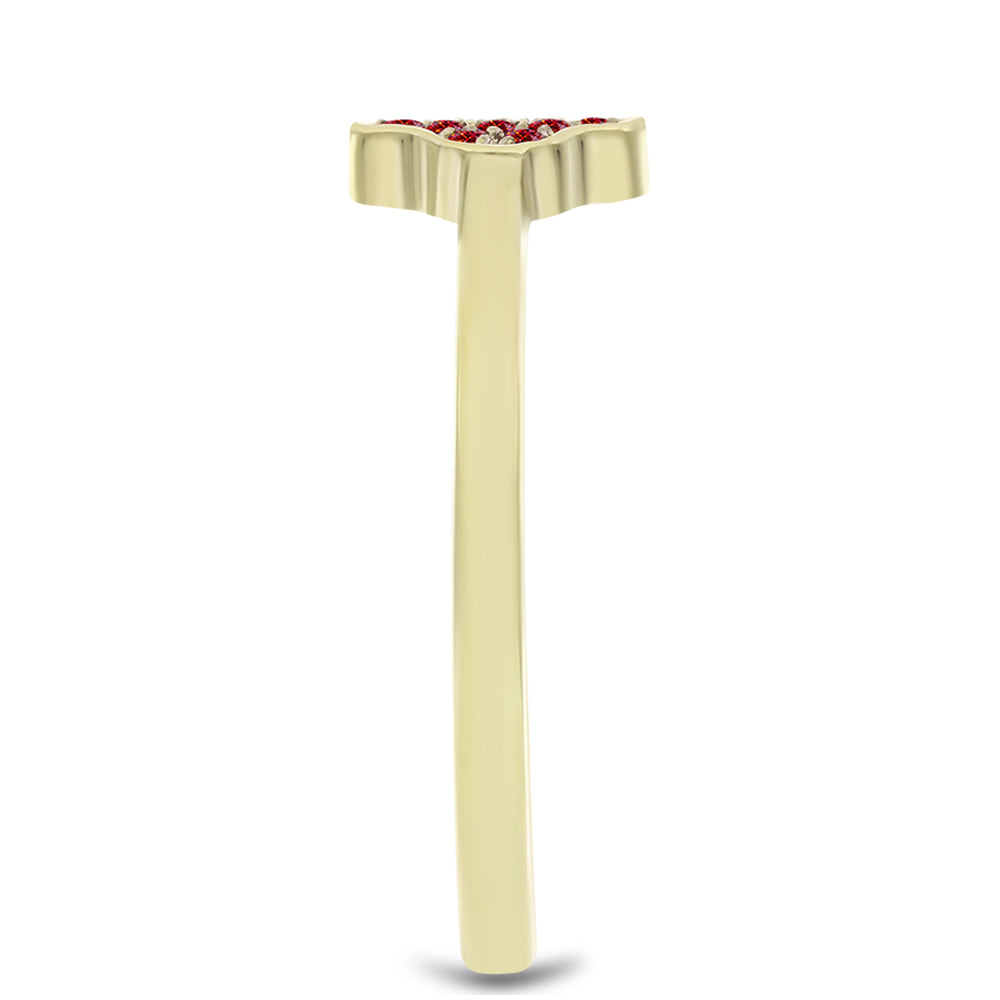 Anillo de Plata Bañada en Oro con Majestuosa moisanita roja 4 