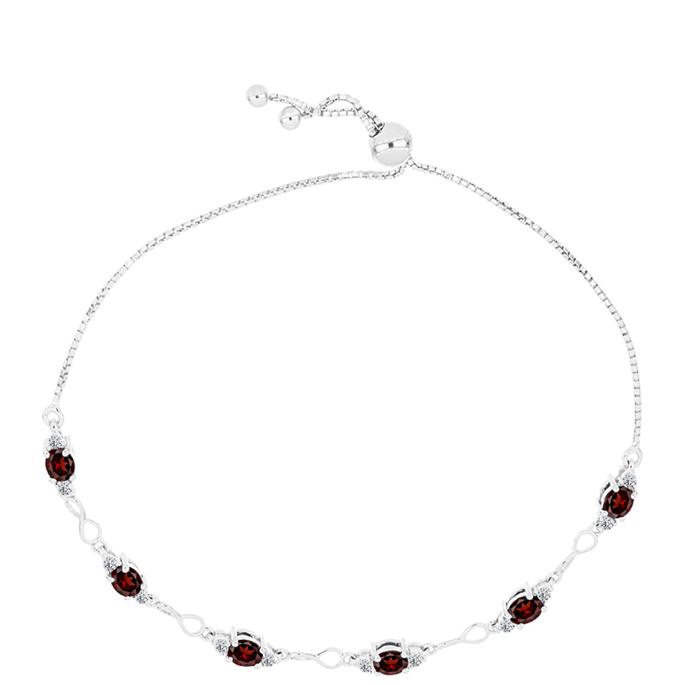 Pulsera de Plata con Granate Barton y Topacio Blanco