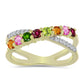 Anillo de Plata Bañada en Oro con Chakra Turmalina y Topacio Blanco