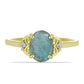 Anillo de Plata Bañada en Oro con Labradorita y Topacio Blanco