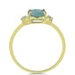 Anillo de Plata Bañada en Oro con Labradorita y Topacio Blanco