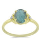 Anillo de Plata Bañada en Oro con Labradorita y Topacio Blanco