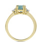 Anillo de Plata Bañada en Oro con Labradorita y Topacio Blanco