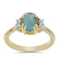 Anillo de Plata Bañada en Oro con Labradorita y Topacio Blanco