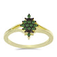 Anillo de Plata Bañada en Oro con Diamante Verde