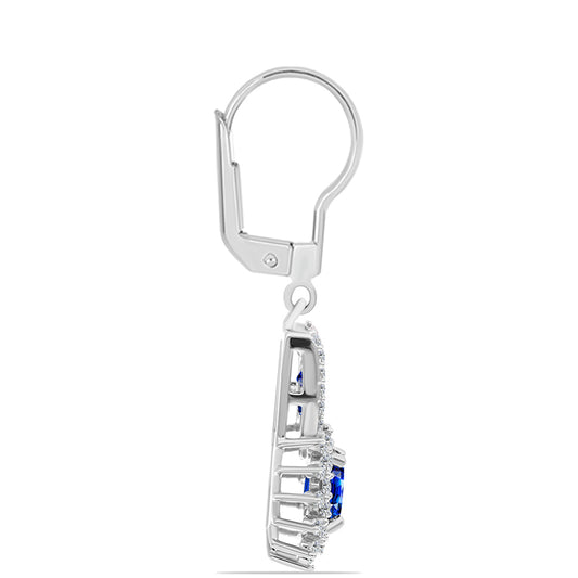 Pendientes de Plata con Zafiro Azul Australiano y Topacio Blanco