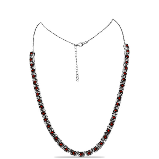 Collar de Plata con Granate Barton y Topacio Blanco