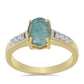 Anillo de Plata Bañada en Oro con Labradorita y Topacio Blanco