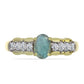 Anillo de Plata Bañada en Oro con Labradorita y Topacio Blanco