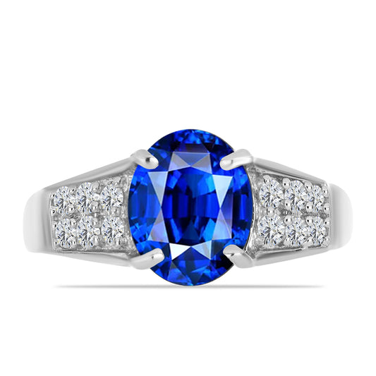 Anillo de Plata con Zafiro Azul Australiano y Topacio Blanco