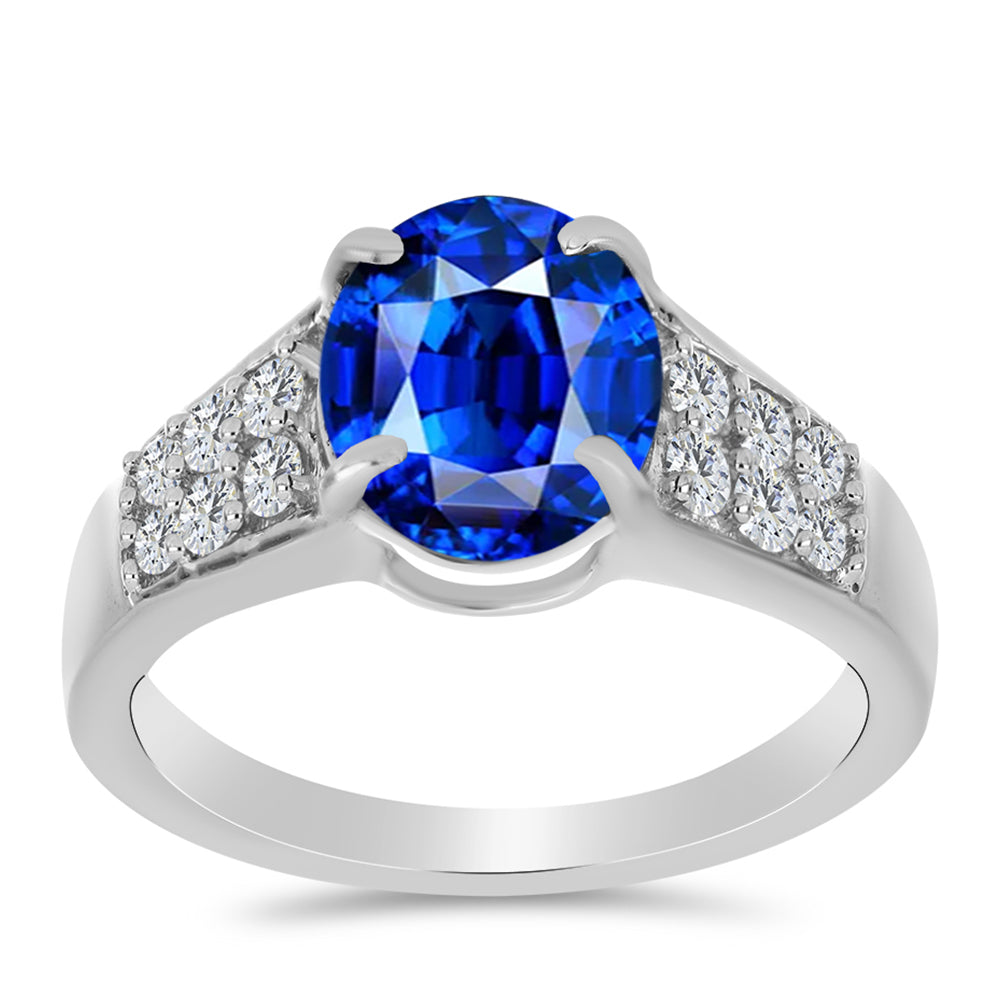 Anillo de Plata con Zafiro Azul Australiano y Topacio Blanco 3 