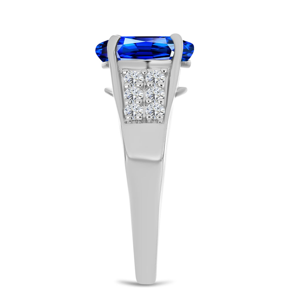 Anillo de Plata con Zafiro Azul Australiano y Topacio Blanco 4 
