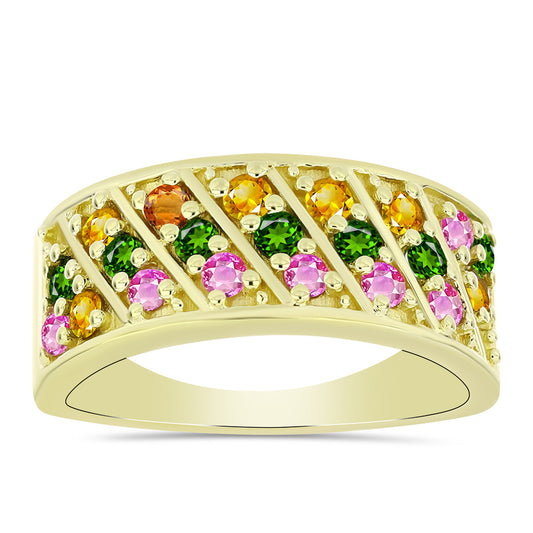 Anillo de Plata Bañada en Oro con Chakra Turmalina