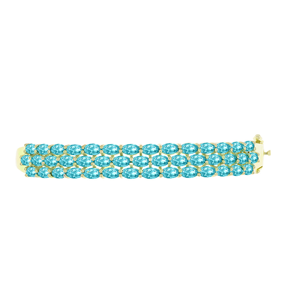 Brazalete de Plata Bañada en Oro con Cuarzo Paraiba 3 