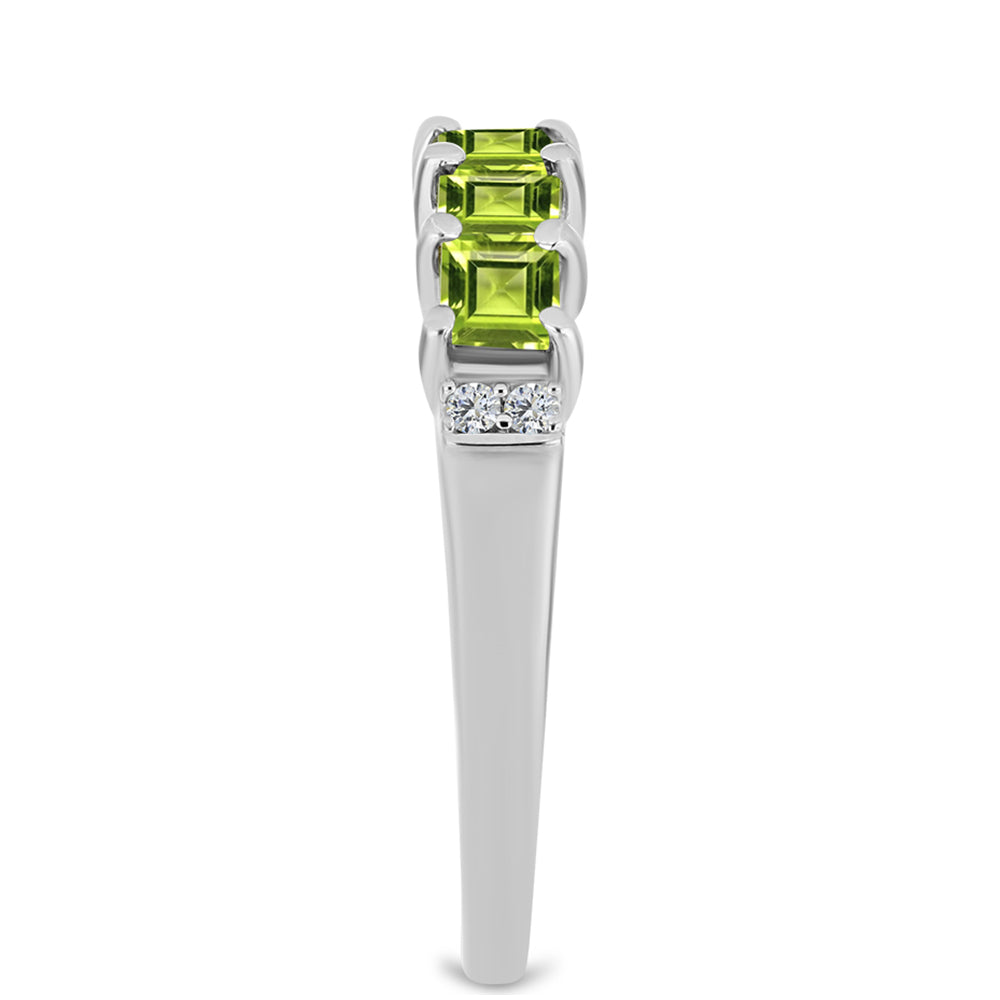 Anillo de Plata con Peridoto de Changbai y Topacio Blanco 4 