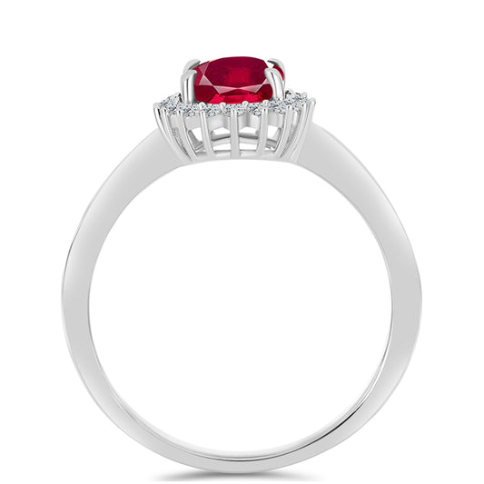 Anillo de Plata con Rubí de Madagascar y Topacio Blanco