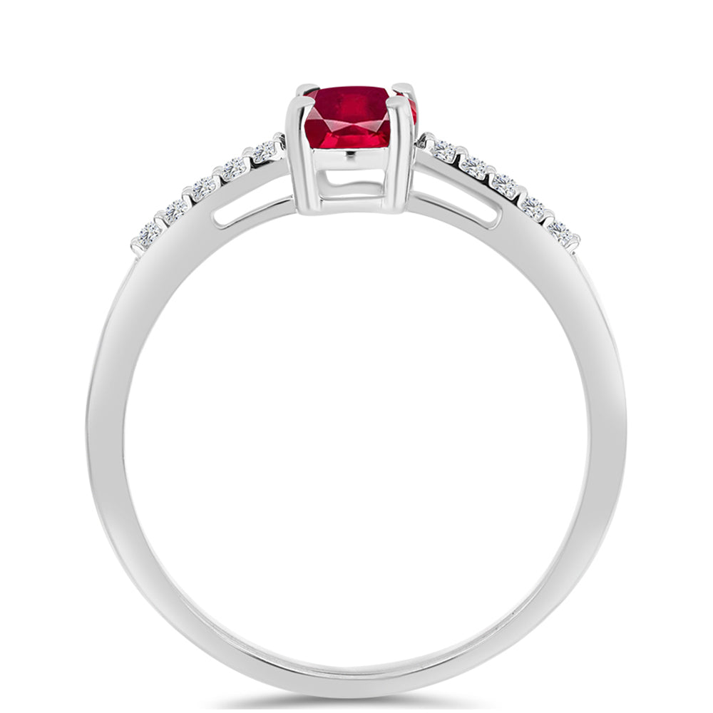 Anillo de Plata con Rubí de Madagascar y Topacio Blanco 2 
