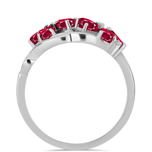Anillo de Plata con Rubí de Madagascar y Topacio Blanco