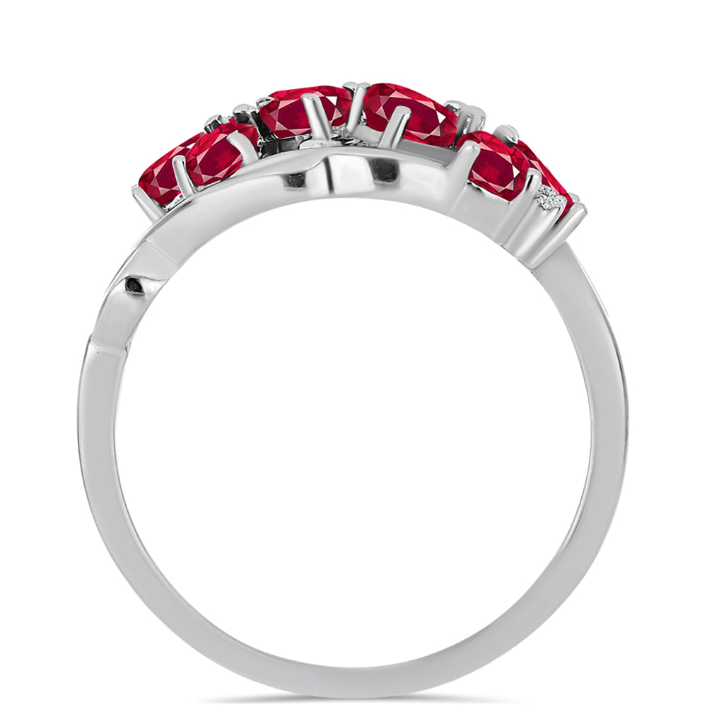 Anillo de Plata con Rubí de Madagascar y Topacio Blanco