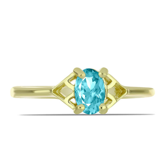 Anillo de Plata Bañada en Oro con Cuarzo Paraiba