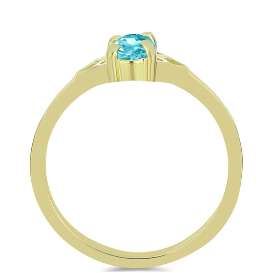 Anillo de Plata Bañada en Oro con Cuarzo Paraiba